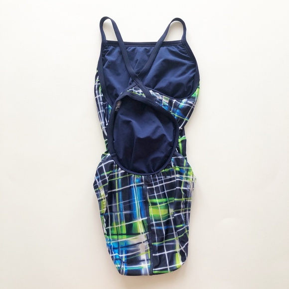 Speedo PowerFlex Eco Womens 1 pc Swimsuit Laser Sticks Pulse Flyback Sz 6/32 - Picture 3 of 5